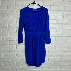 Madewell Blue Silk Index Dress Shirttail Waisted size 2/XS
